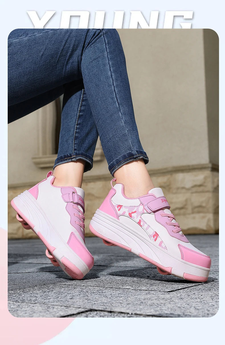 2025new Roller Skates Sneakers For Children Sports Shoes For Boys Retractable Skates With Removable Sheels Unisex kids_shoes