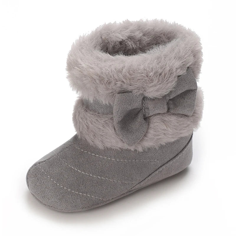 0-18M baby shoes Girls winter plush comfort snow boots cute bow cotton shoes baby soft soled non-slip toddler shoes kids_shoes
