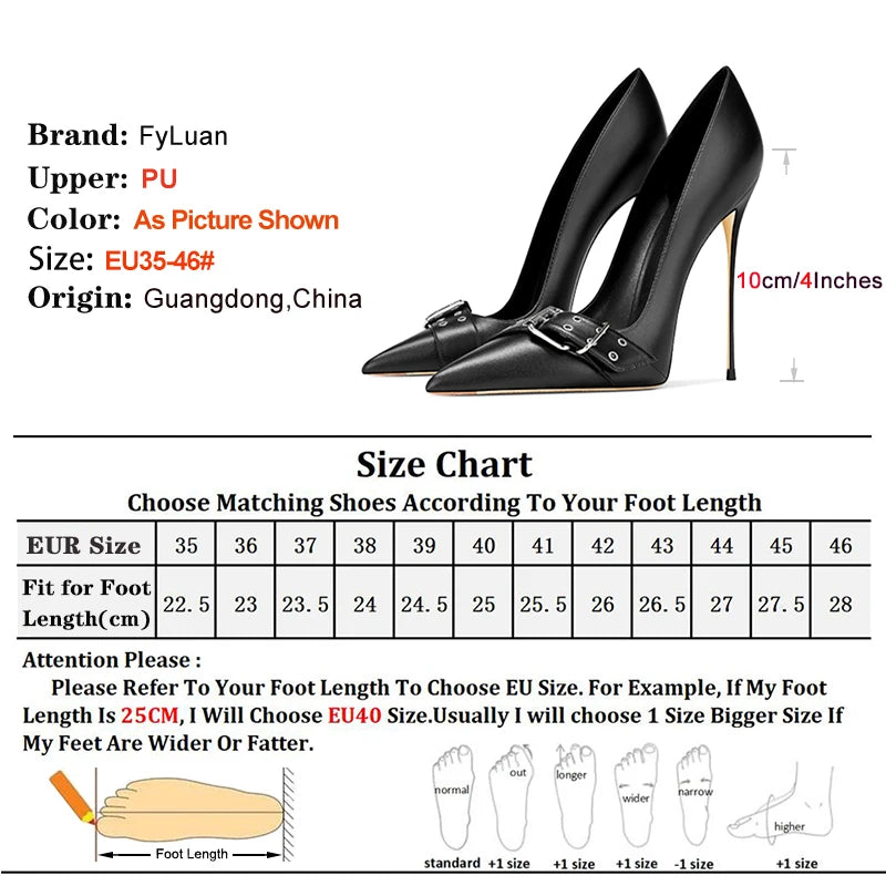 12CM Stiletto Women Pointed Party Shoes Fashion Women Buckle Strap Designer Shallow Elegant Office Pumps Matte Black High Heels heels_stiletto