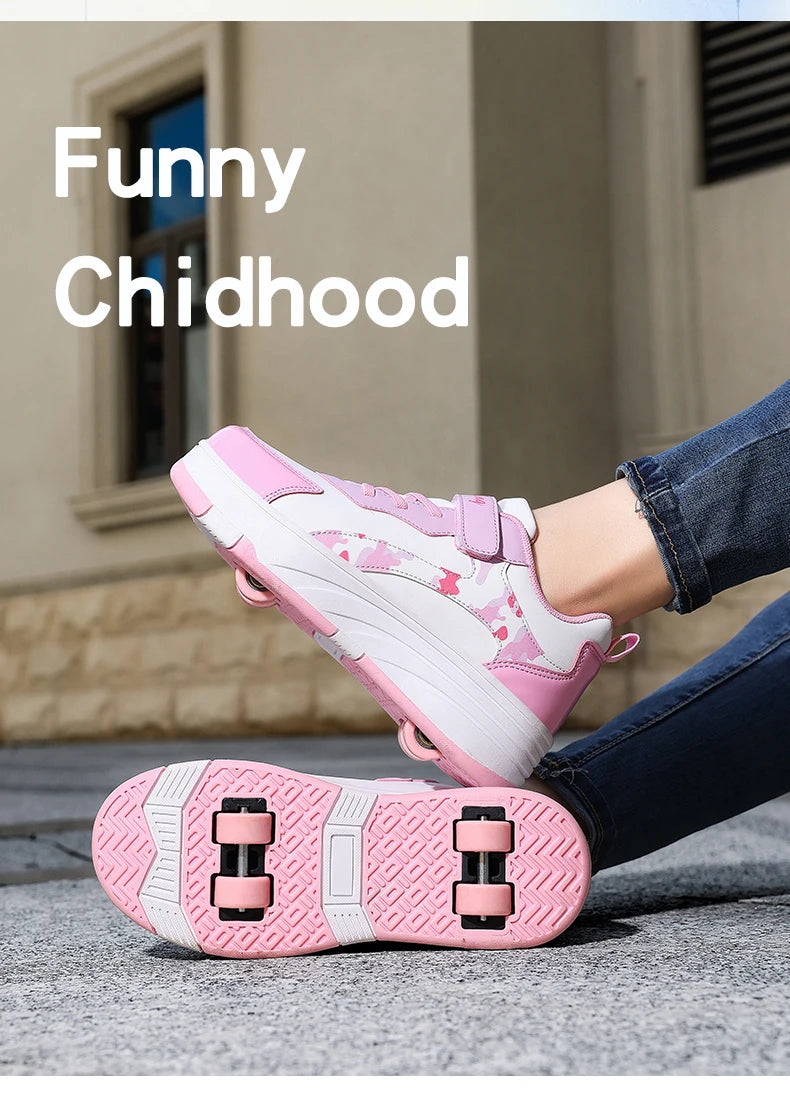 Roller Skate Shoes Kids Snickers With Wheels Children Rollerskates Fashion Outdoor Sports Shoes Girls Boys Gifts For  kids_shoes