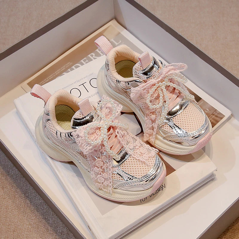 Girls Sports Shoes Spring Autumn Pink Breathable Girls Casual Shoes 3-18 Years Old Beige Soft Non-slip Children's Single Shoes kids_shoes