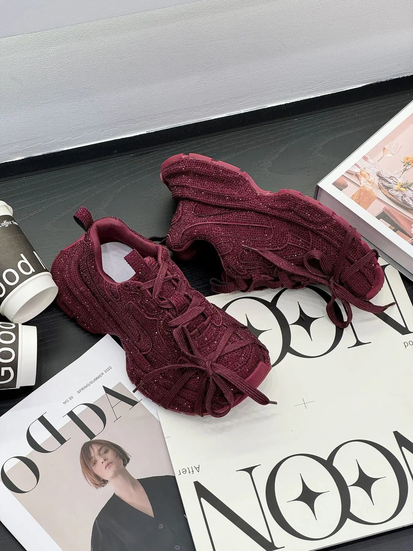 Gypsy Rhinestone Thick-soled Fried Street Women's Autumn 2024 New Ins Trendy Fashion Casual Dad Shoes sneakers_platform