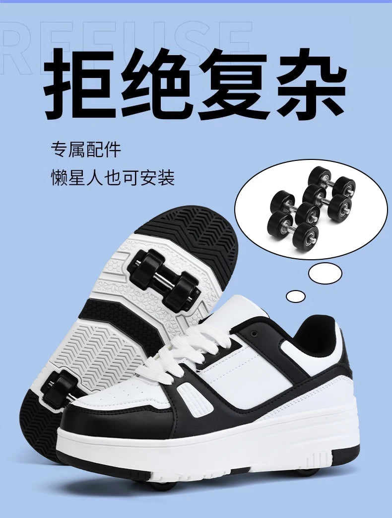 Children's Roller Skate Shoes Student Inline Skating Shoes grils 4-Wheel Deformation Boy's Skating Shoes kids_shoes