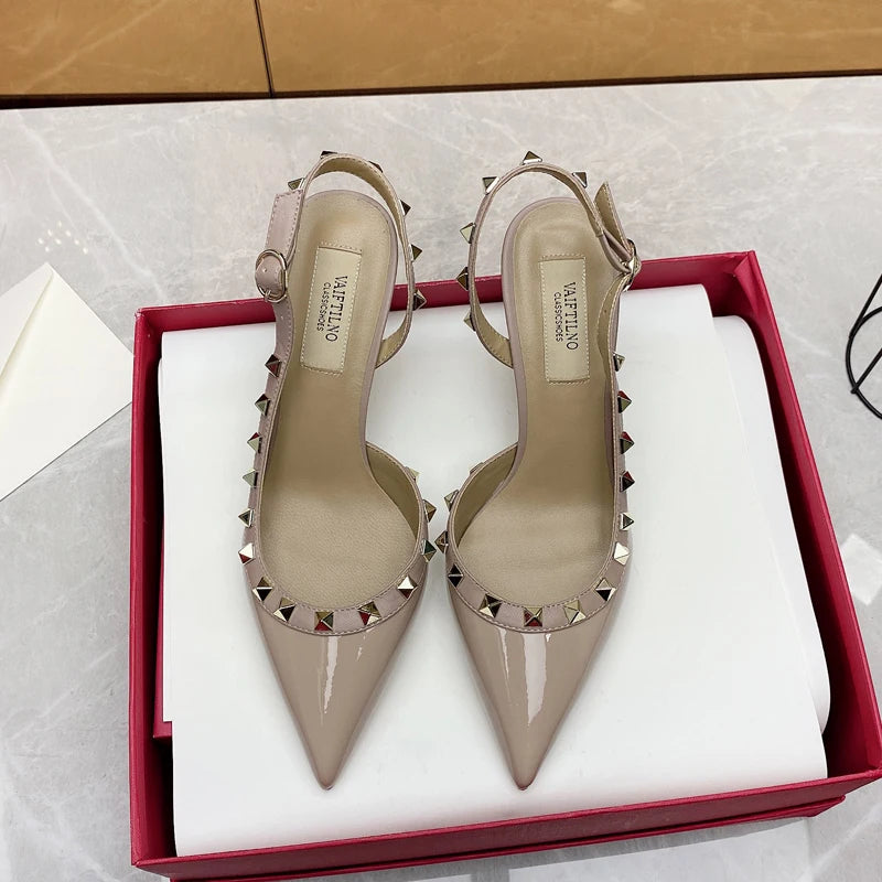 Shoes For Women 2025 Trend Luxury Metal Rivet High Heels Sandals Gladiator Pointed Toe Stiletto Heels Summer Sexy Party Shoes heels_stiletto