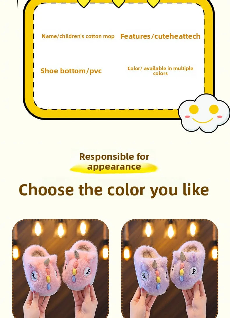 2025 New Winter Kids Plush Slippers Cartoon  Children's Indoor Slides Non-Slip Soft Mule Girls Boys Warm House Cotton Shoes kids_shoes