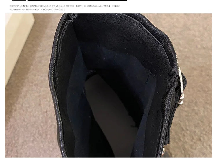 Soft Leather Ankle Mid Calf Boots Winter Autumn High Platform Wedge British Booties Woman New Ladies Chunky Motorcycle Boots 9CM boots_platform