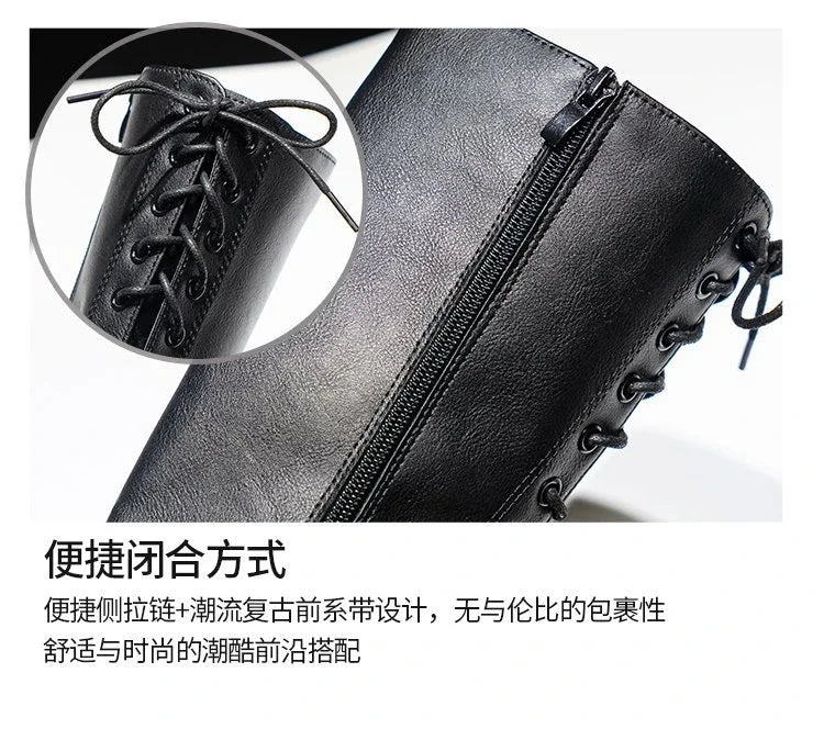 Women's Mid Calf Boots Padded Shoes Knee High Winter Sneakers Punk Style Military Casual White Black 2024 Lucury Platform Woman boots_platform