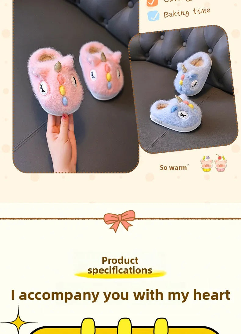 2025 New Winter Kids Plush Slippers Cartoon  Children's Indoor Slides Non-Slip Soft Mule Girls Boys Warm House Cotton Shoes kids_shoes