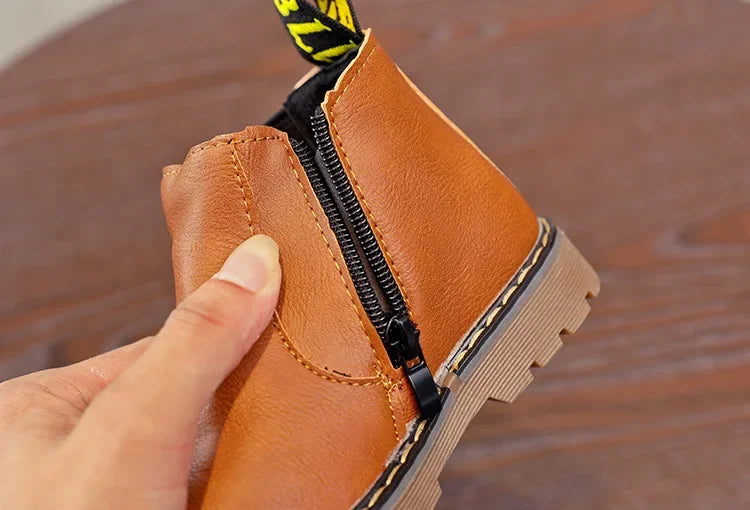 New Kids Fashion Boots for Boys Girls Toddlers Big Children Ankle Boots with Zipper Warm Thick Plush Autumn Winter Chelsea Boots kids_shoes