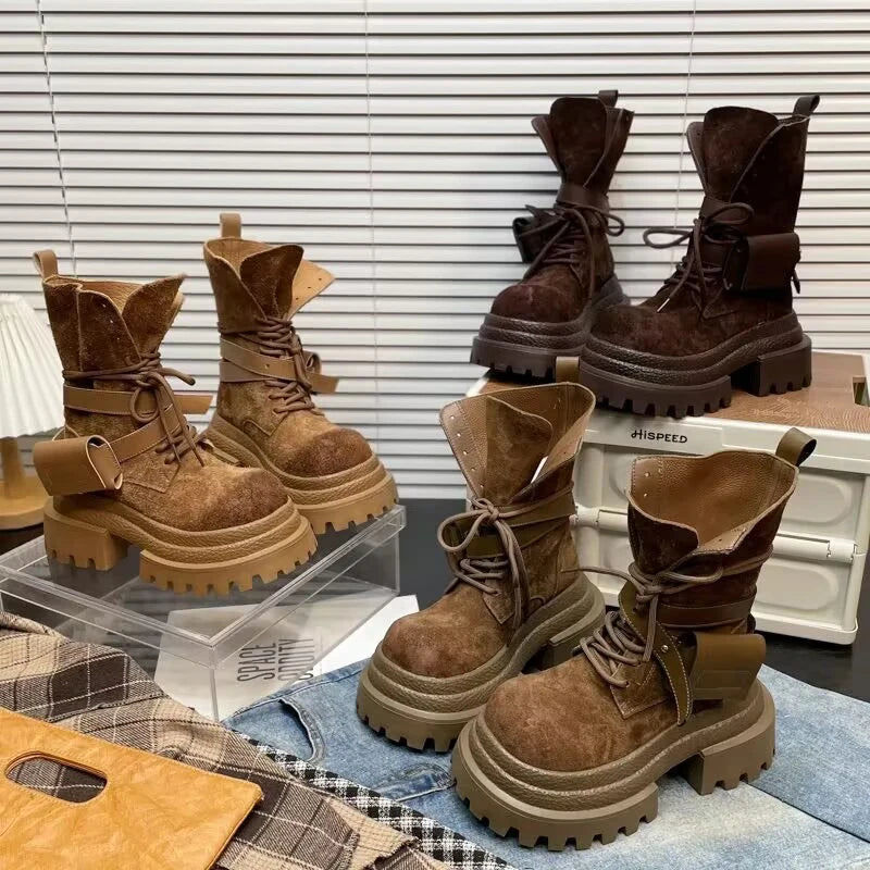 Flats Platform Women Ankle Boots Sport Lace Up Shoes Winter Snow Boots 2025 Trend Walking Running Shoes New Mujer Chelsea Boots boots_platform