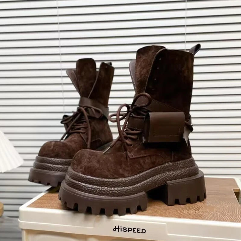 Flats Platform Women Ankle Boots Sport Lace Up Shoes Winter Snow Boots 2025 Trend Walking Running Shoes New Mujer Chelsea Boots boots_platform