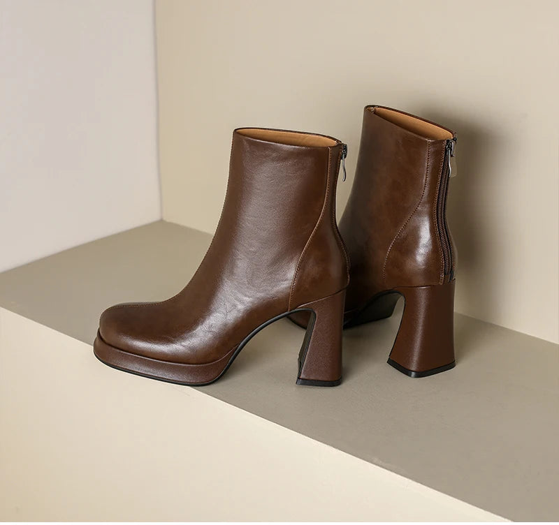 Night Club Platform Thick Heel Women Ankle Boots Fashion Square Toe Slim Short Booties Party Stripper Female Shoes boots_platform