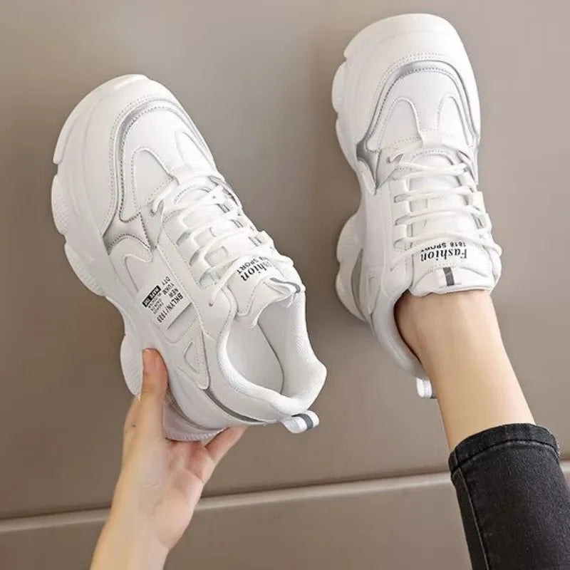 New Spring Autumn Women White Sport Shoes Trend Thick Bottom Ultra-Light Platform Sneaker Female Casual Shoe Running Shoes Mujer sneakers_platform