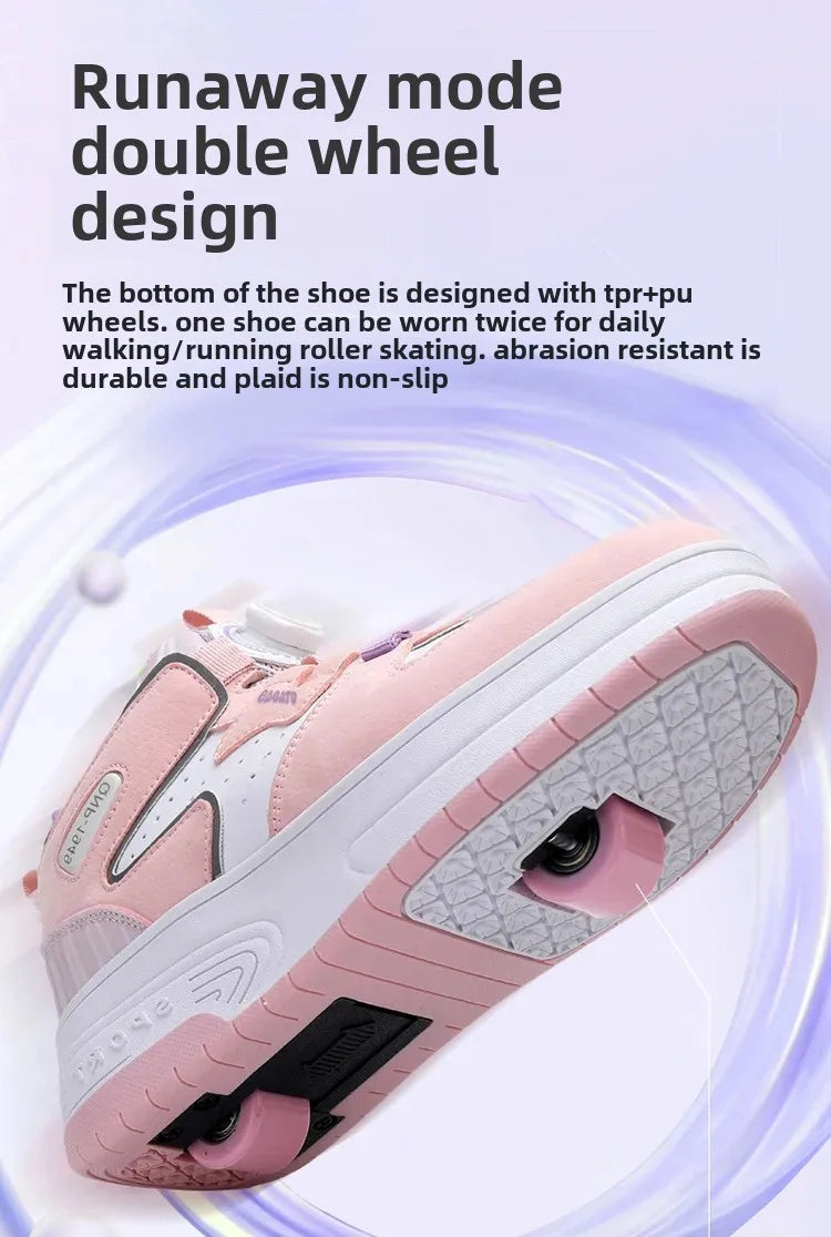 Children's Roller Skates Student Quad-Wheel Skates Women's Double-Wheel Deforming Boys' Inline Skates Cross-Border Supply Shoes kids_shoes