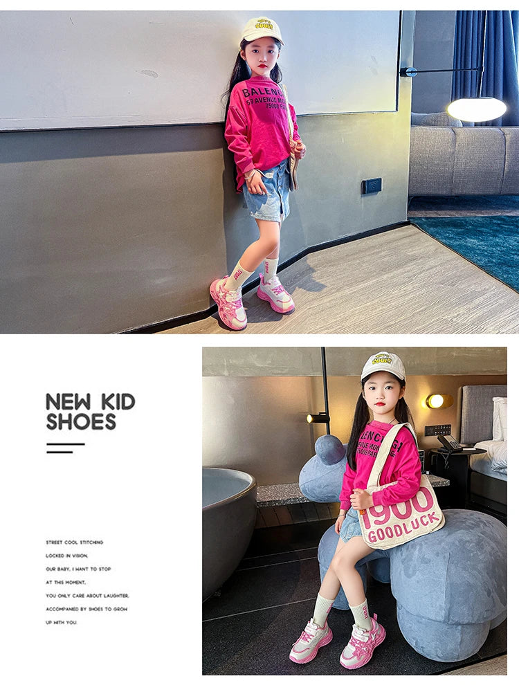 Children Casual Shoes for Girls Fashion Classic with Stars Girls Sports Running Sneakers Breathable PU + Rubber Anti-skid Soft kids_shoes