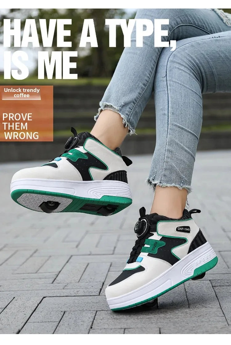 2026 Autumn Winter Popular Children's Roller Skates Men Women's Sport Shoes With Rotating Buckle And Wheels Single Row Skating kids_shoes