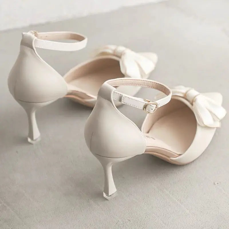 Medium Heel Heels Women's Shoes Trend Pointed Toe Butterfly Stilettos Elegant Dress Weddings Bridal Party White Designer heels_stiletto