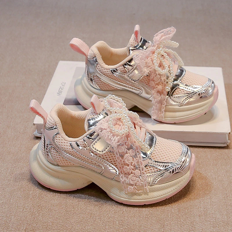 Girls Sports Shoes Spring Autumn Pink Breathable Girls Casual Shoes 3-18 Years Old Beige Soft Non-slip Children's Single Shoes kids_shoes