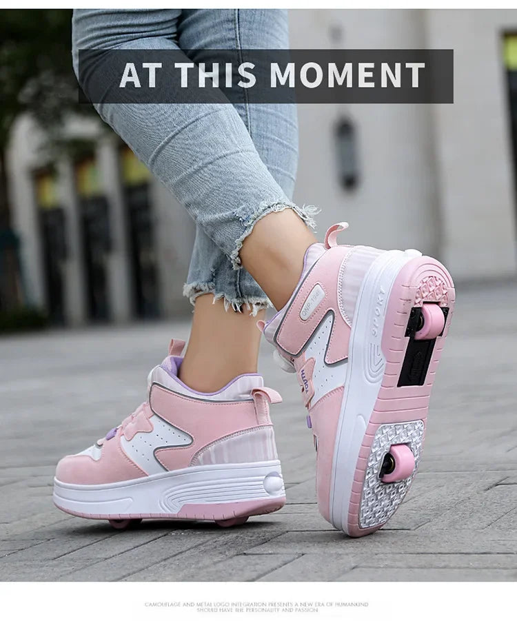 2026 Autumn Winter Popular Children's Roller Skates Men Women's Sport Shoes With Rotating Buckle And Wheels Single Row Skating kids_shoes