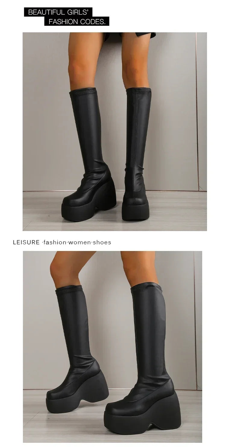 2024 Brand New Gothic Style Sexy Elegant Chunky Platform Women Ankle Boots Big Size 43 Walking Comfy Woman Shoes boots_platform