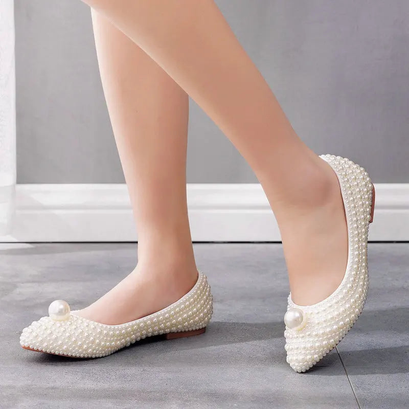 11cm Pearl Wedding Shoes Thin Heel Pointed Single Shoe Large Size Women's Shoes Bride Shoes Dinner Women's Pumps heels_bridal