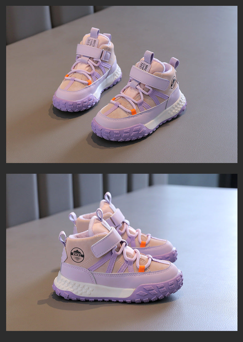 Children's Sneakers Autumn Winter Boys Sport Shoes Girls Plush Cashmere Warm Lined Casual Shoes Studnet Shoes Teen Running Flats