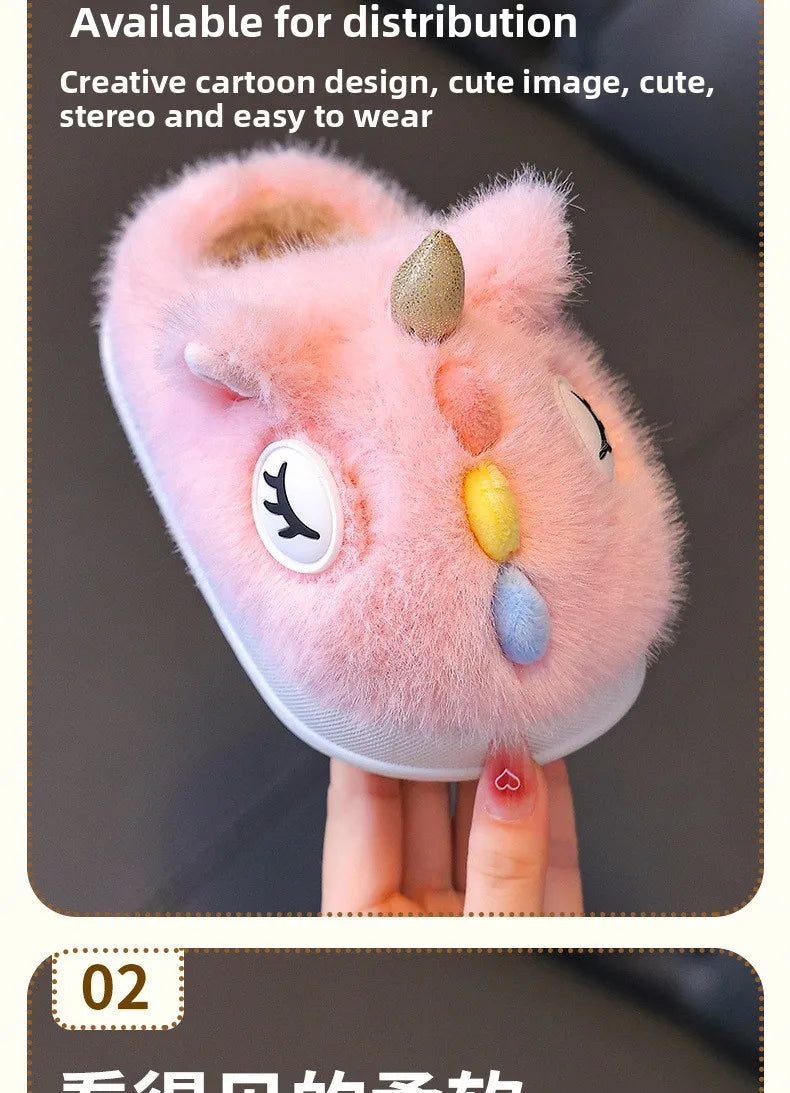 2025 New Winter Kids Plush Slippers Cartoon  Children's Indoor Slides Non-Slip Soft Mule Girls Boys Warm House Cotton Shoes kids_shoes