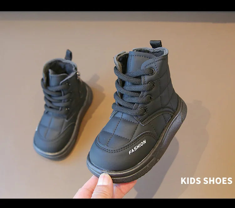 Winter Elegant Children Snow Boots Boys Girls Soft Warm Short Boot with Thick Fur Little Kids Cotton Shoes Cute Baby Boot H08104 kids_shoes