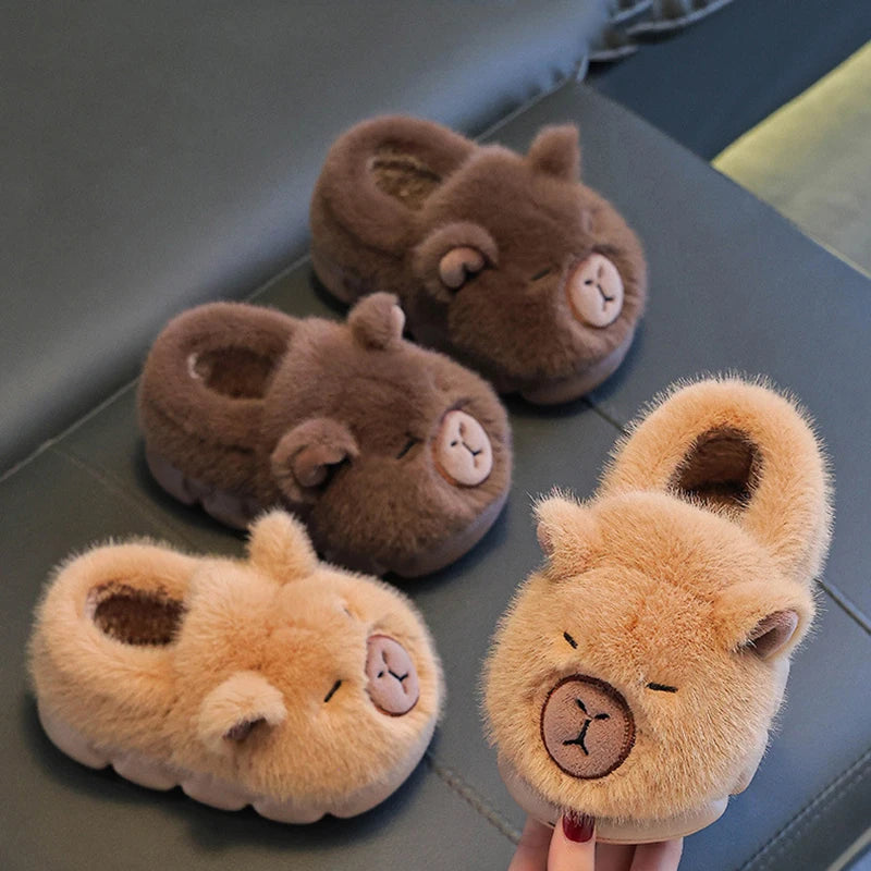 Capybara Children's Winter Cotton Slippers New Boys Girls Cartoon House Slippers Non Slip Comfortable Soft Sole Plush Slippers kids_shoes