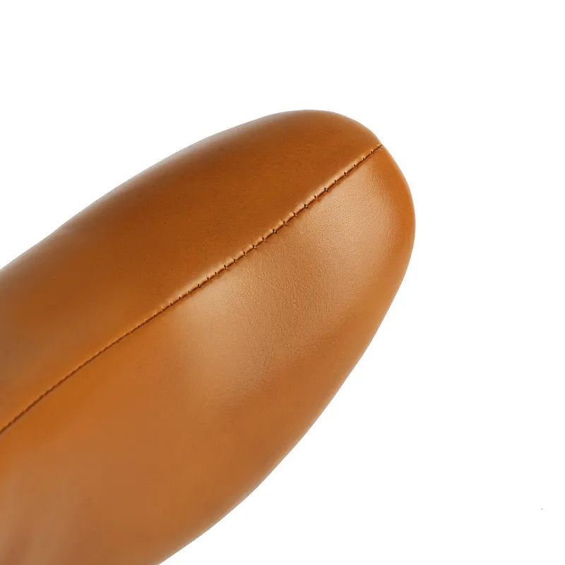 Plus Size 48 Square Toe Knee High Boots Women Side Zipper Winter Warm Long Shoes Comfort Thick Heel 7.5CM Black Leather boots_highheel