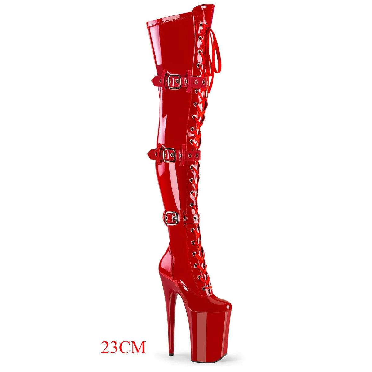 12-23cm high heels high boots, buckle boots round head dancer fashion sexy catwalk shoes to thigh high boots_platform