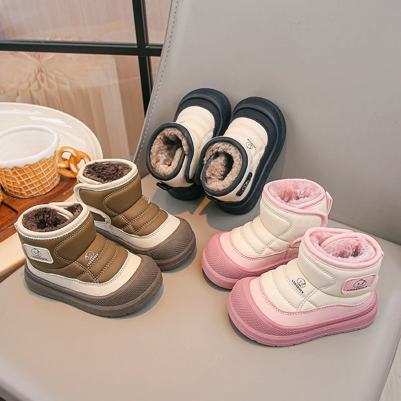 2025 New Winter Plush Snow Boots for Children Thick Warm Boy's Girl's Cotton Shoes Waterproof Kid's Winter Boots Velvet Shoe
