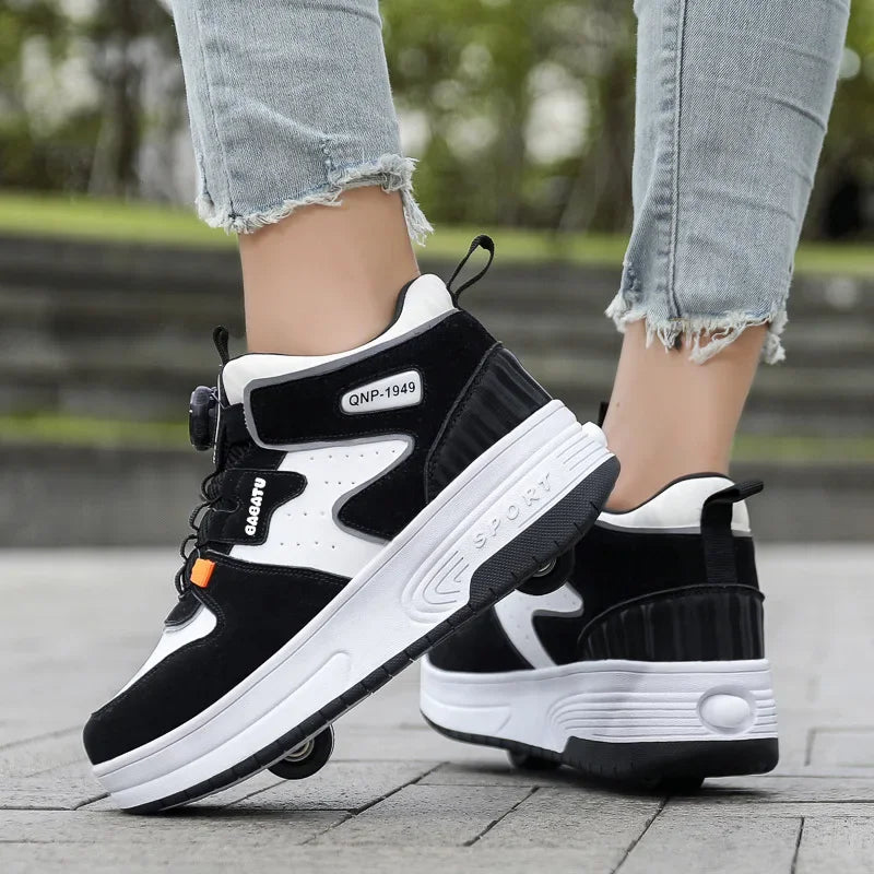 Children's Roller Skates Student Quad-Wheel Skates Women's Double-Wheel Deforming Boys' Inline Skates Cross-Border Supply Shoes kids_shoes