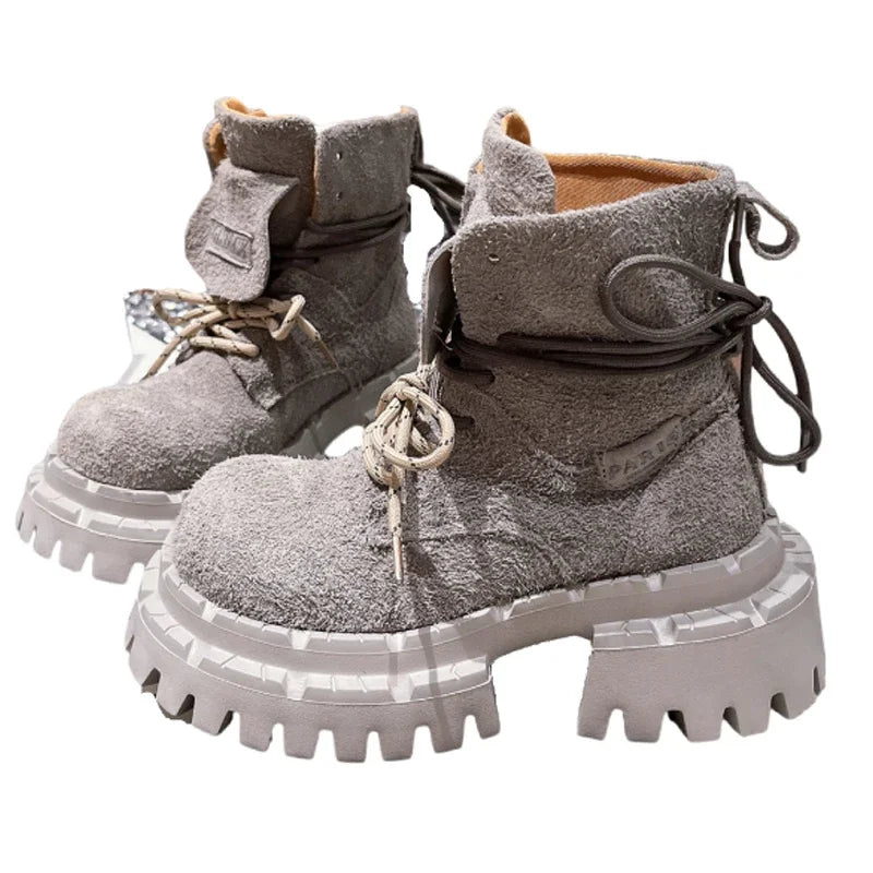 Platform Women’s Ankle Boots Suede Designer Shoes for Woman Fashion Winter Women Short Botas 2025 Gladiator Boots Mujer Zapatos boots_platform