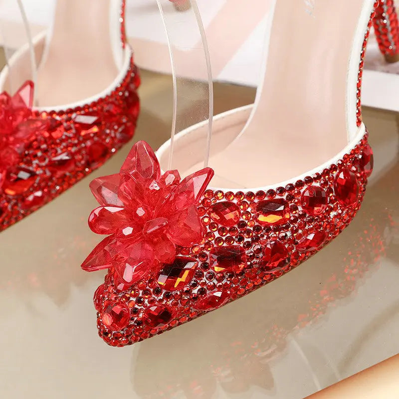 2025 Spring New Crystal Flash Diamond 7 Colors Wedding Bridesmaid Shoes Banquet Stiletto Women's Shoes heels_bridal