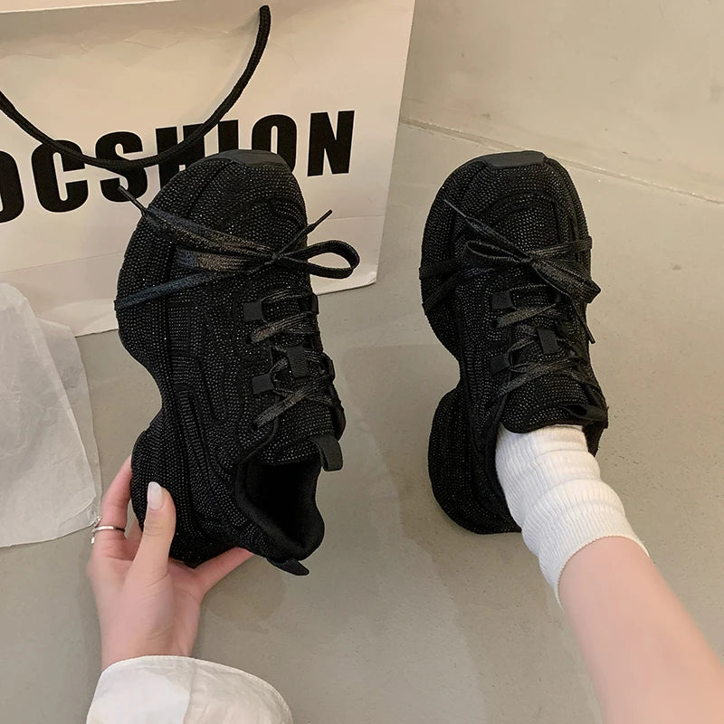 Man Tian Xing Shui Diamond Dad's Shoes for Women 2025 New Fashionable and Stylish Thick Soled Casual Sports Shoes sneakers_platform