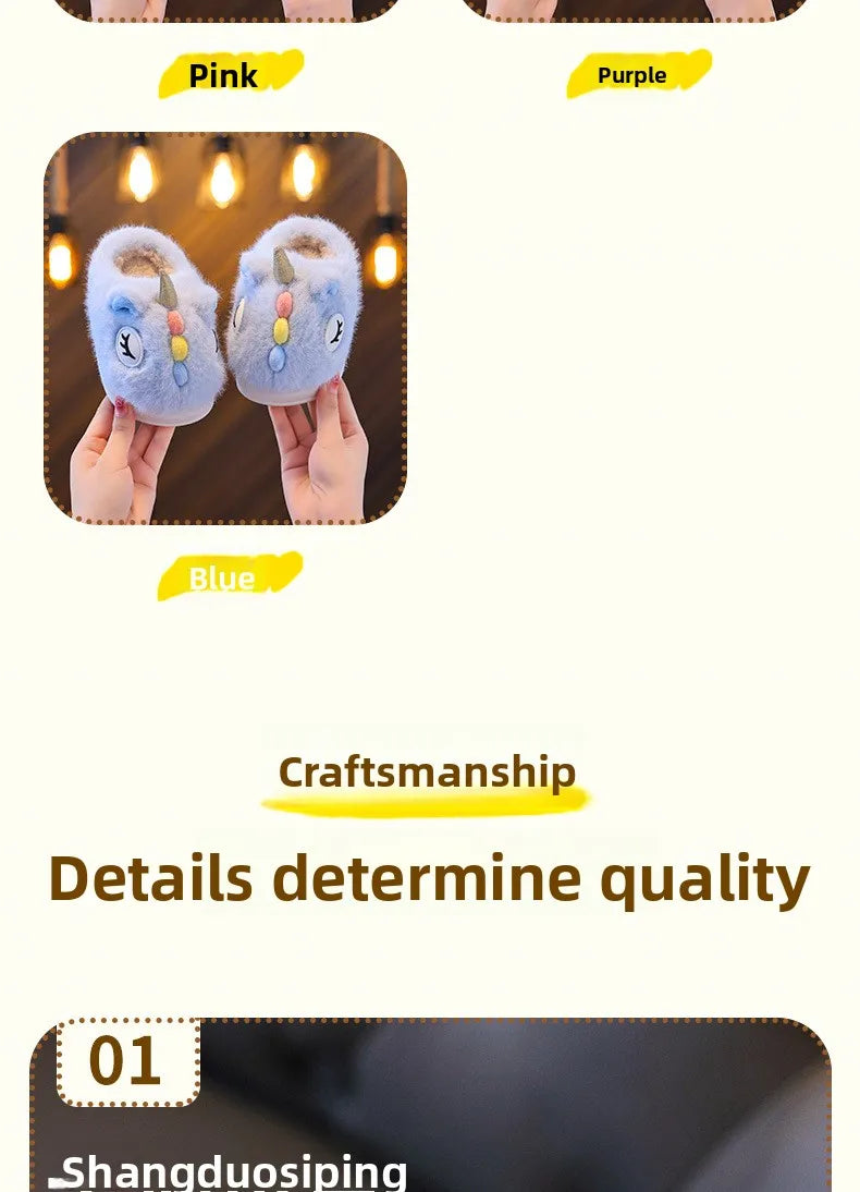 2025 New Winter Kids Plush Slippers Cartoon  Children's Indoor Slides Non-Slip Soft Mule Girls Boys Warm House Cotton Shoes kids_shoes