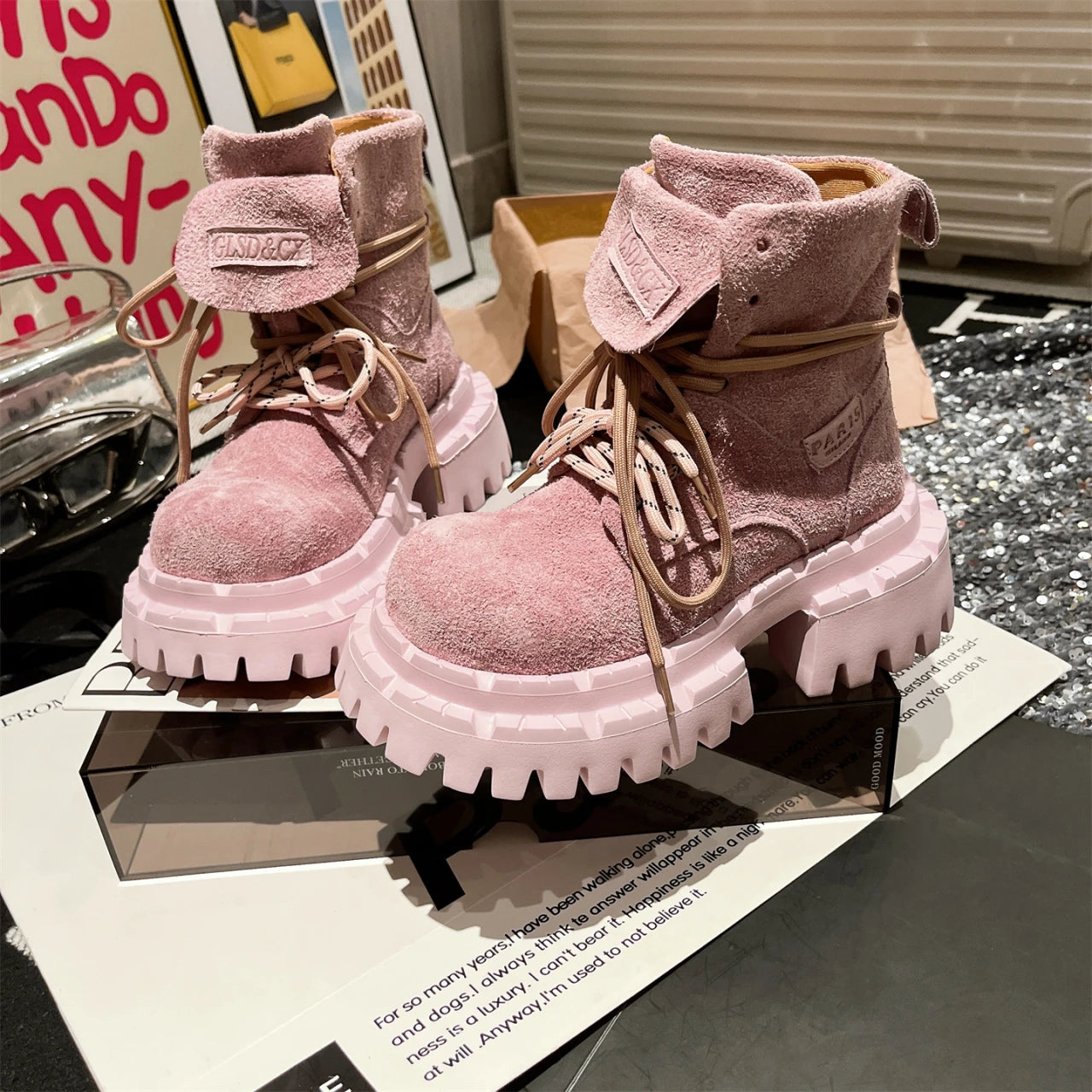 Platform Women’s Ankle Boots Suede Designer Shoes for Woman Fashion Winter Women Short Botas 2025 Gladiator Boots Mujer Zapatos boots_platform