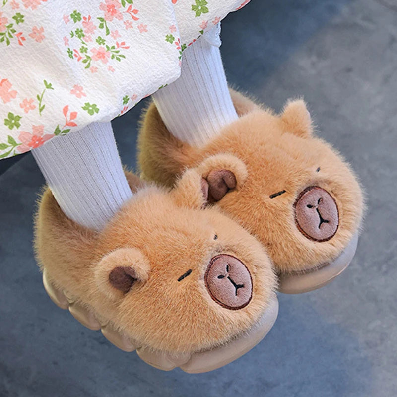 Capybara Children's Winter Cotton Slippers New Boys Girls Cartoon House Slippers Non Slip Comfortable Soft Sole Plush Slippers kids_shoes