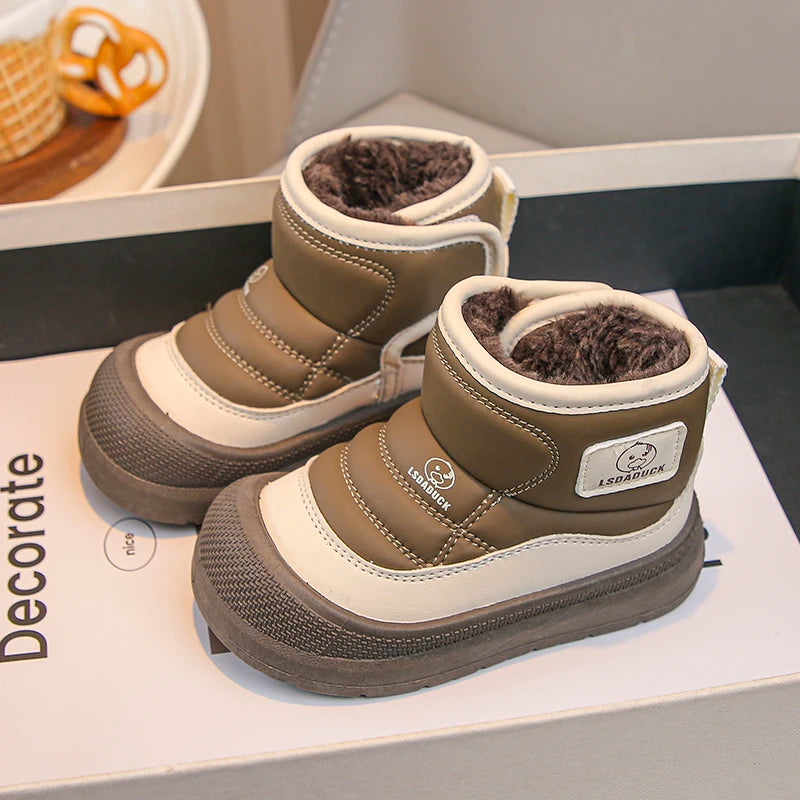 2025 New Winter Plush Snow Boots for Children Thick Warm Boy's Girl's Cotton Shoes Waterproof Kid's Winter Boots Velvet Shoe