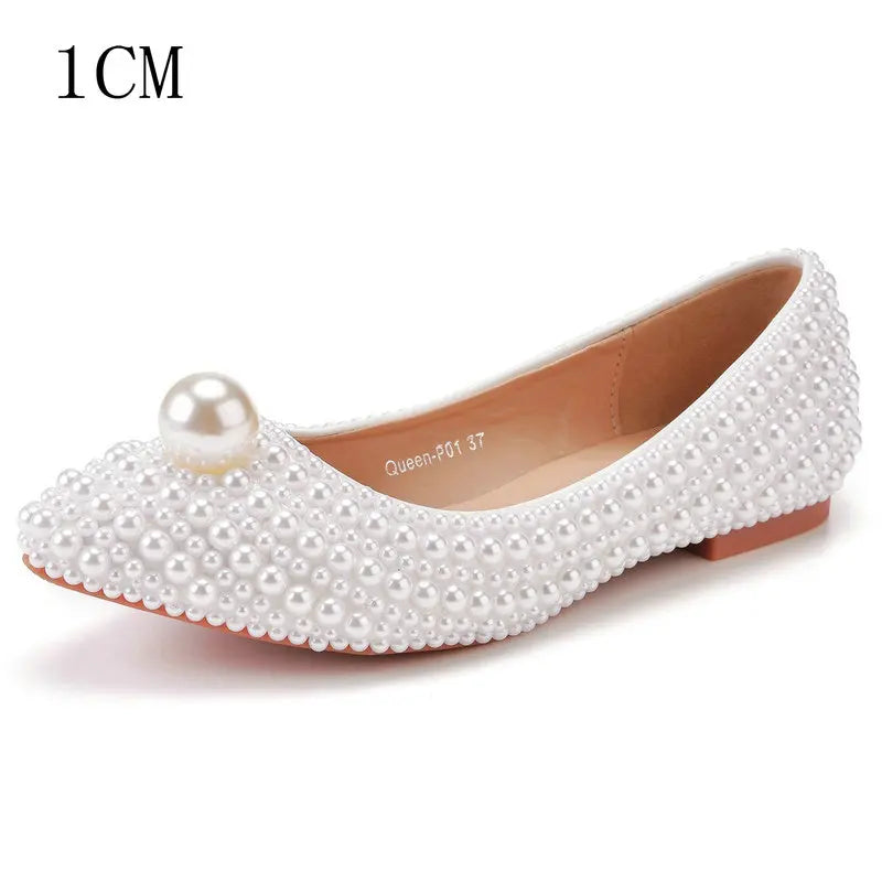 11cm Pearl Wedding Shoes Thin Heel Pointed Single Shoe Large Size Women's Shoes Bride Shoes Dinner Women's Pumps heels_bridal
