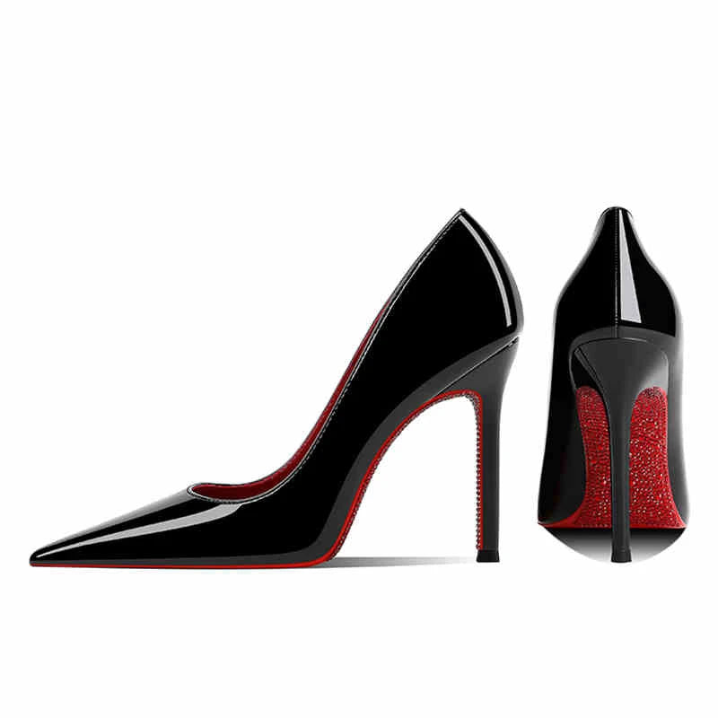 Women's heels 2025 New Luxury Brand Pumps Red Bottom Pointed Toe Rhinestone High Heels Elegant Stiletto Party Prom Ladies Shoes heels_stiletto