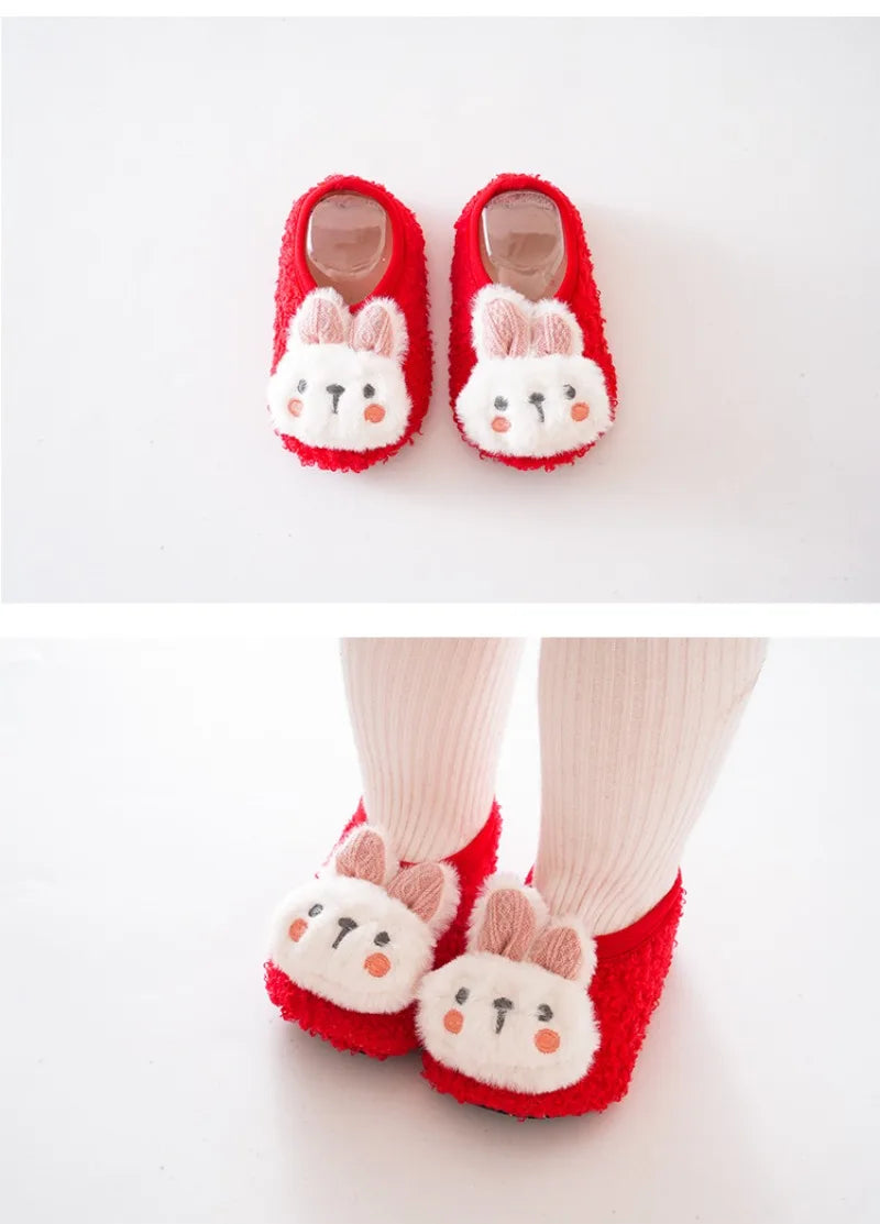 Cartoon Rabbit Baby Floor Socks Kids Plush Slippers Toddler Warm Shoes Children Soft Non-slip Prewalkers Indoor Home Slippers kids_shoes
