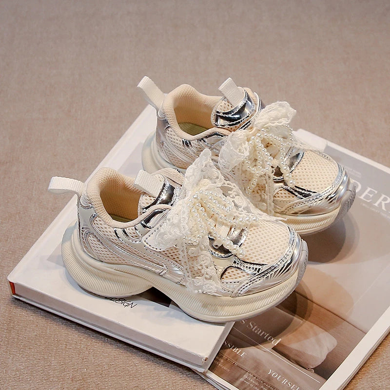 Girls Sports Shoes Spring Autumn Pink Breathable Girls Casual Shoes 3-18 Years Old Beige Soft Non-slip Children's Single Shoes kids_shoes