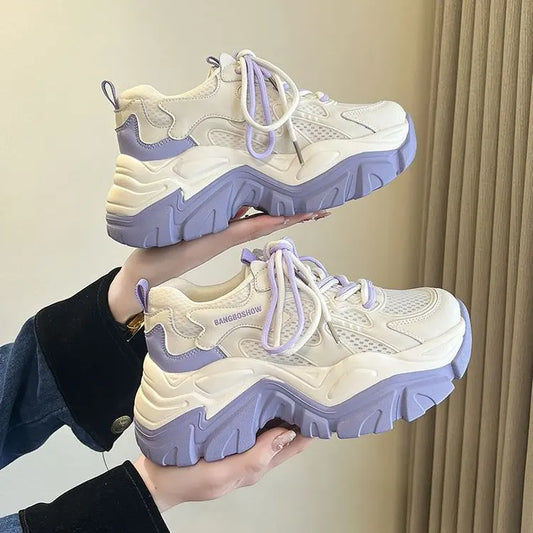 Lightweight sports running shoes for women 2024 spring new mesh campus style Forrest Gump daddy all-match casual trendy shoes sneakers_platform