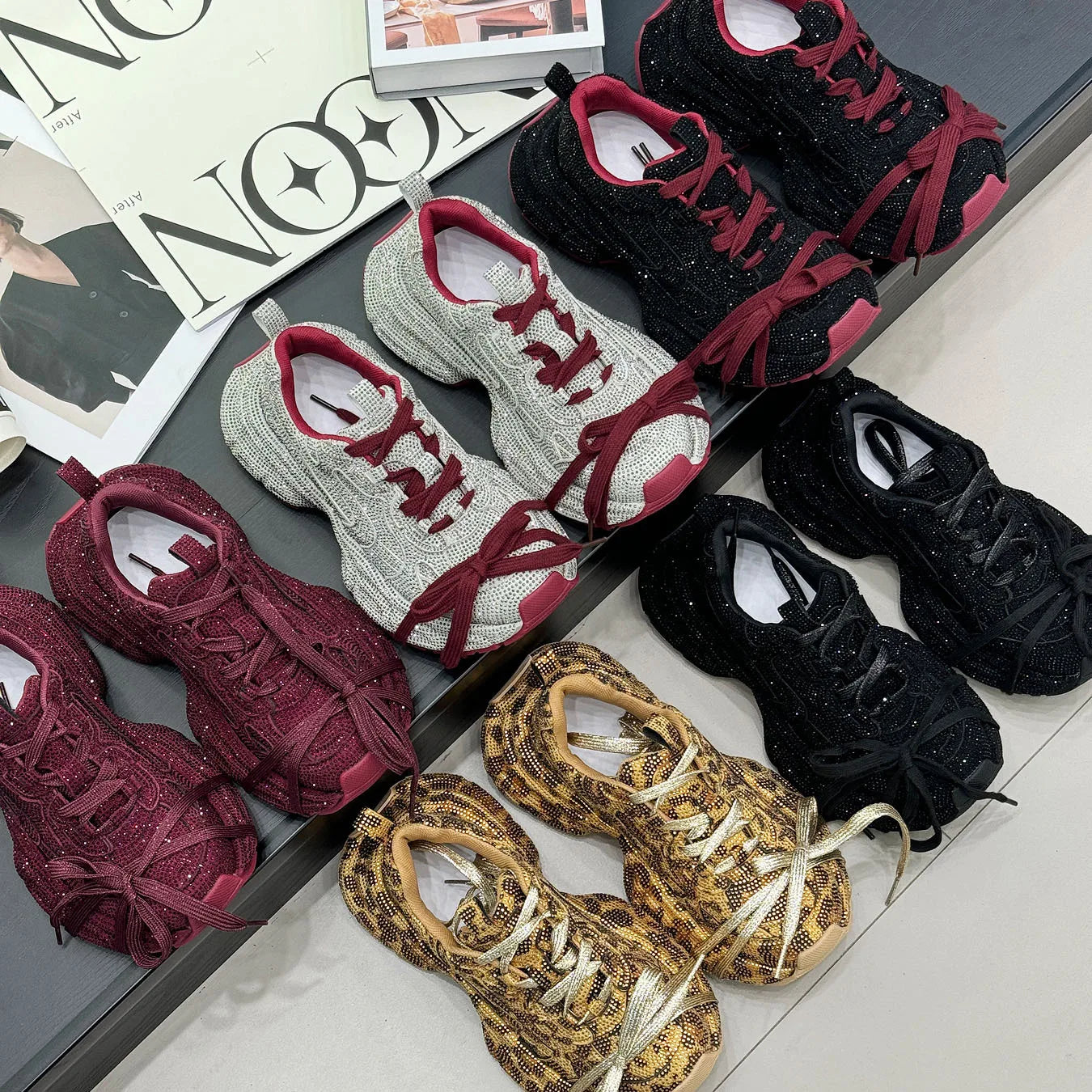 Gypsy Rhinestone Thick-soled Fried Street Women's Autumn 2024 New Ins Trendy Fashion Casual Dad Shoes sneakers_platform