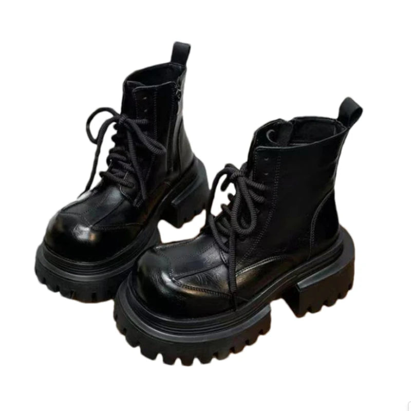 Women's Boots Flats Platform Designer Fad Sport Shoes for Woman Ankle Boots 2025 Winter New Trend Retro Motorcycle Boots Mujer boots_platform