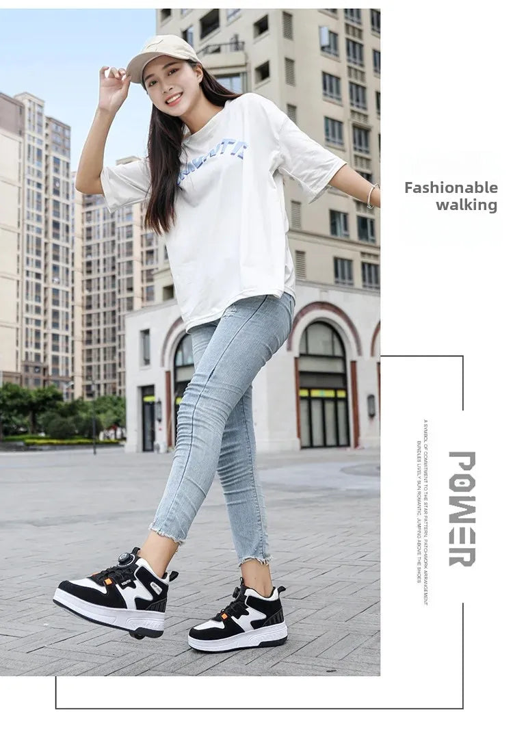 2026 Autumn Winter Popular Children's Roller Skates Men Women's Sport Shoes With Rotating Buckle And Wheels Single Row Skating kids_shoes