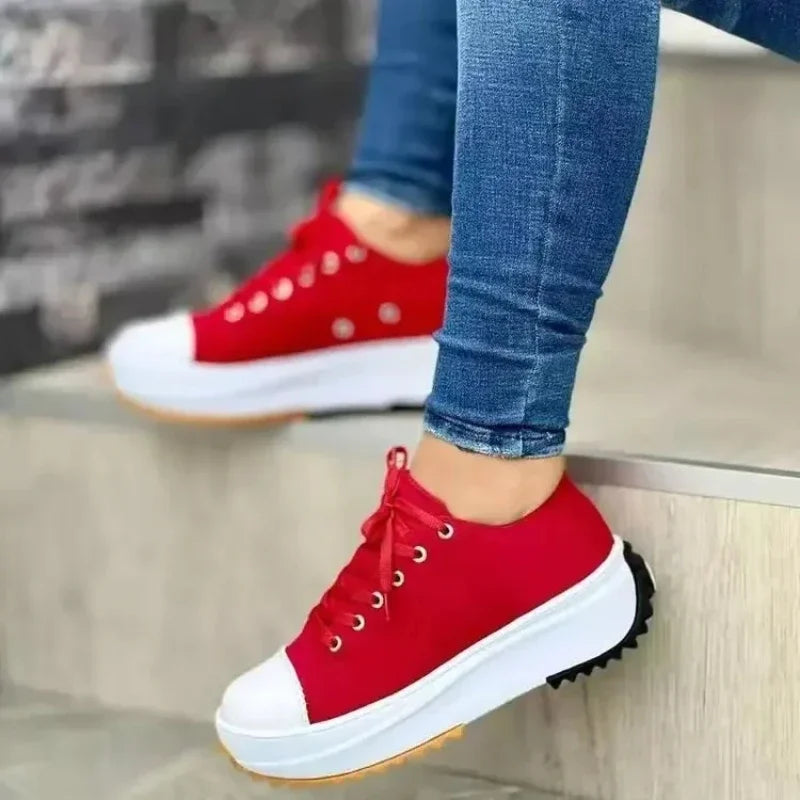 Classic white canvas sneakers women's casual shoes thick sole lace-up tennis shoes high quality fashion sports shoes 35-43 sneakers_platform