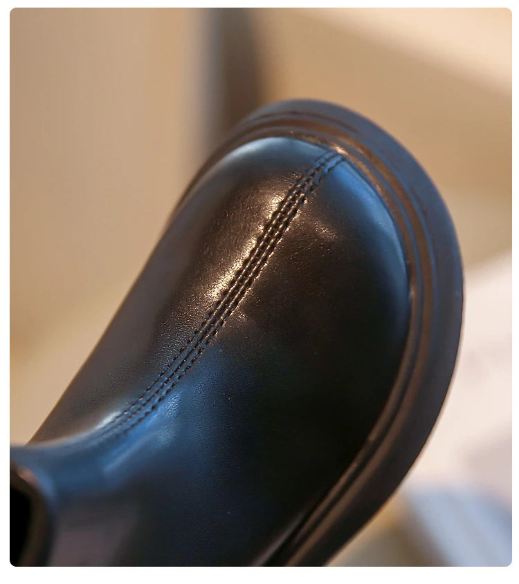 Autumn Winter Children's Boots Fashion Simple Style Girl's Ankle Boot Causal Versatile Black Kid Short Leather Boots Side Zipper kids_shoes